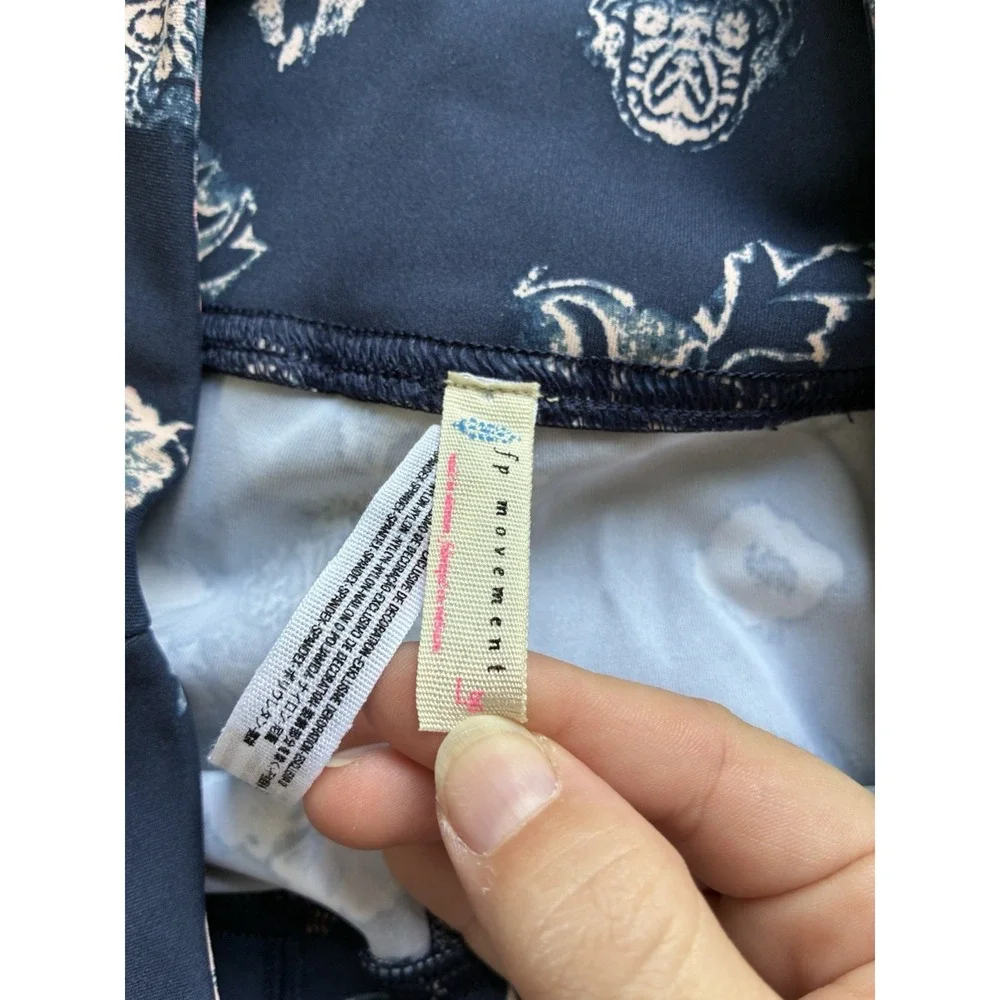 Free People Movement Leggings Sz Large Navy Blue Pull On Athletic Everyday